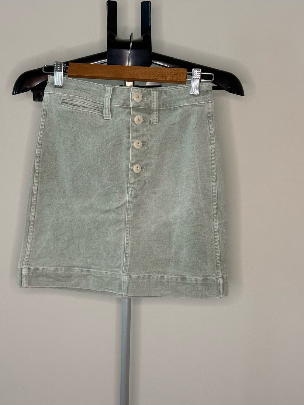 Madewell Button-Front Denim Mini Skirt Size 24 – Sage Green - Picture 2 of 9